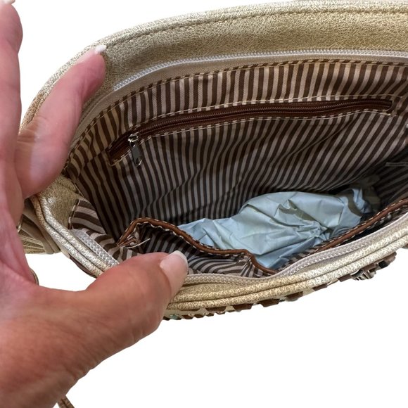 (7-198) Brand New w/Tag Western Theme Beige Shoulder Bag with Adjustable Strap - Picture 4 of 9